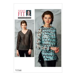1568 VOGUE SANDRA BETZINA LOOSE STRETCH KNIT INSET TOPS PATTERN UNCUT ABC-GHIJ 